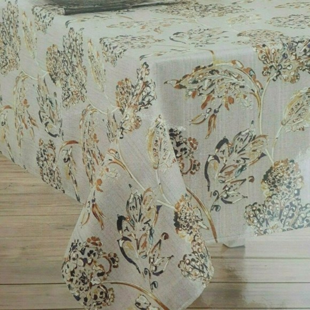 Fabric Tablecloth Valentina Leaves Flowers 52x52 Square Microfiber